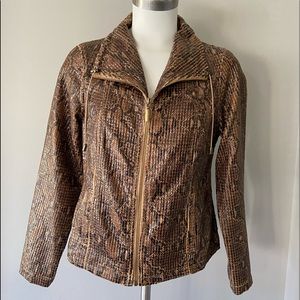 Ruby Red Ladies Sz 6 Zip Front Snake Print Jacket Drawstring Collar New Cond.